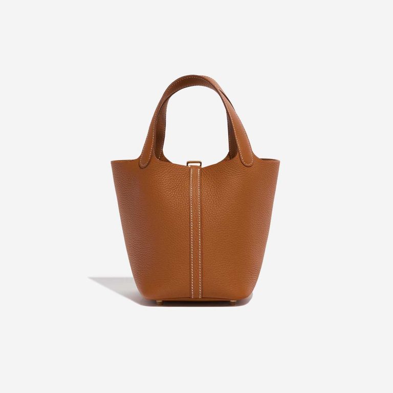 Pre-owned Hermès bag Picotin 18 Taurillon Clemence Gold Brown Back | Sell your designer bag on Saclab.com