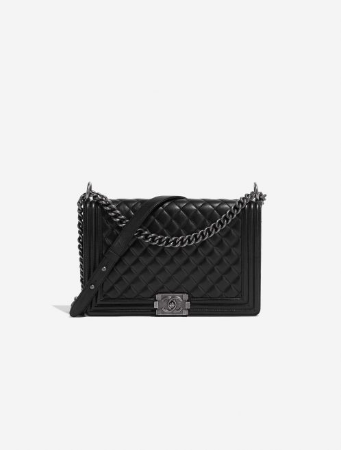 Pre-owned Chanel bag Boy New Medium Lamb Black Black Front | Sell your designer bag on Saclab.com