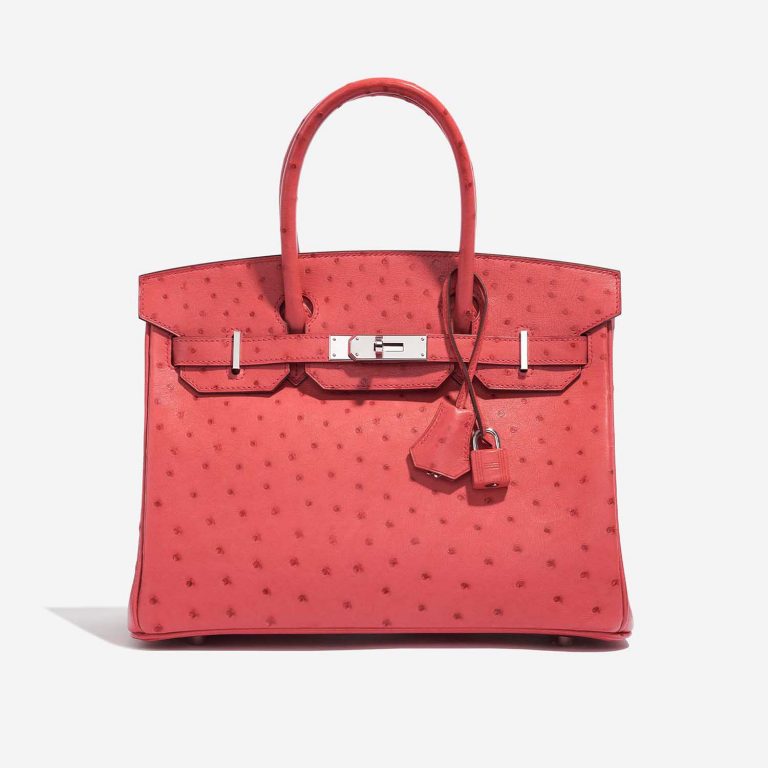 Pre-owned Hermès bag Birkin 30 Ostrich Bougainvillier Pink Front | Sell your designer bag on Saclab.com
