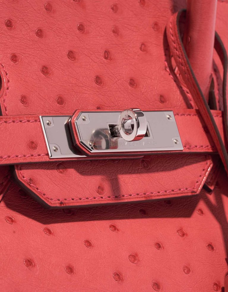 Pre-owned Hermès bag Birkin 30 Ostrich Bougainvillier Pink Side Front | Sell your designer bag on Saclab.com