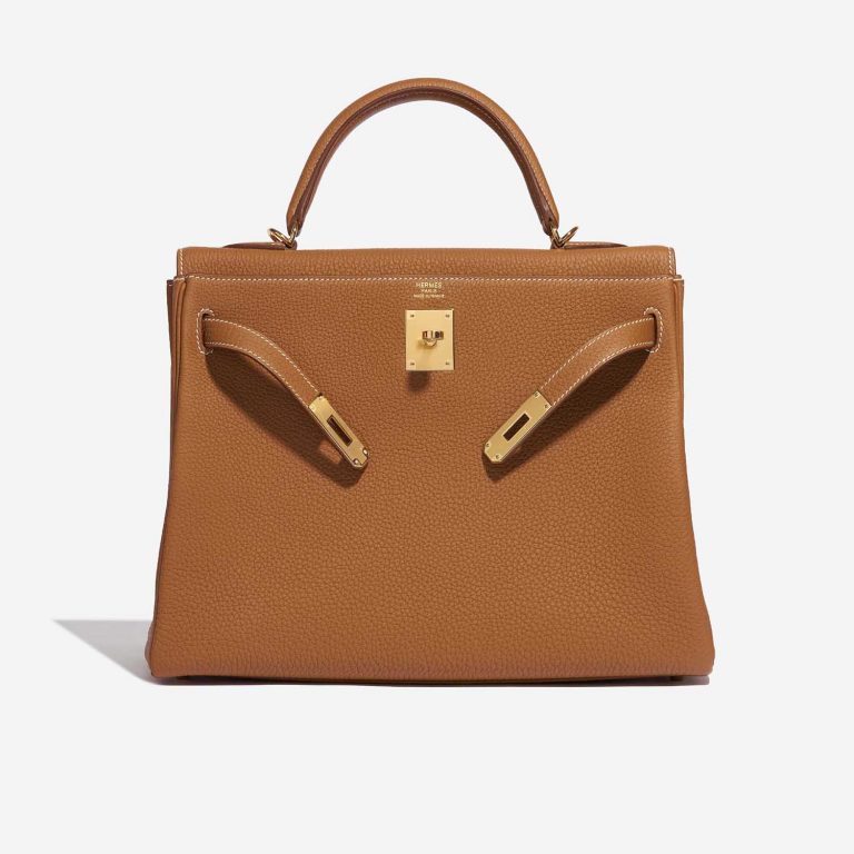 Pre-owned Hermès bag Kelly 32 Togo Gold Brown Front Open | Sell your designer bag on Saclab.com