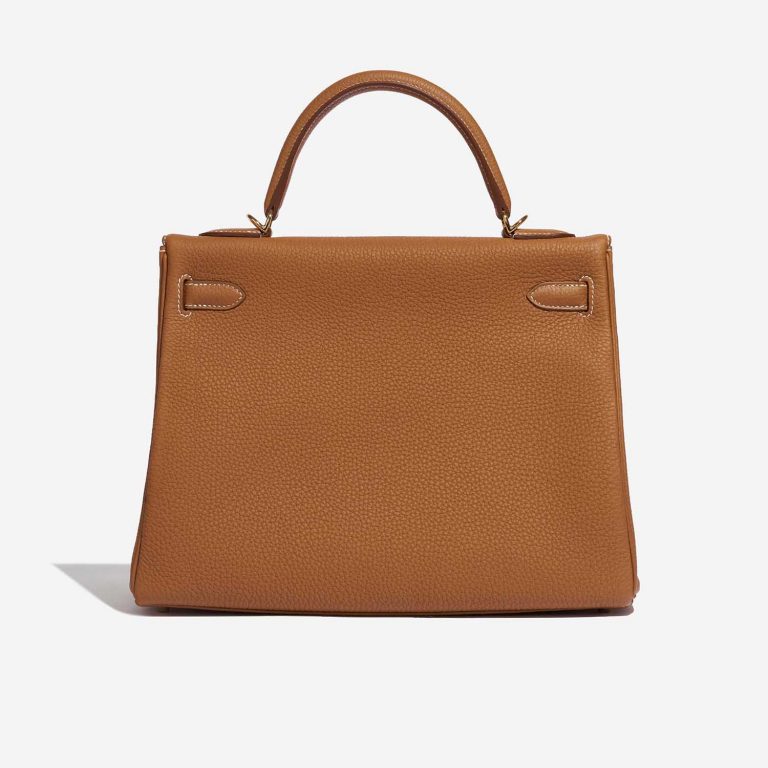 Pre-owned Hermès bag Kelly 32 Togo Gold Brown Back | Sell your designer bag on Saclab.com