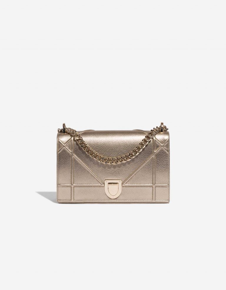 Pre-owned Dior bag Diorama Medium Calf Pale Gold Gold Front | Sell your designer bag on Saclab.com