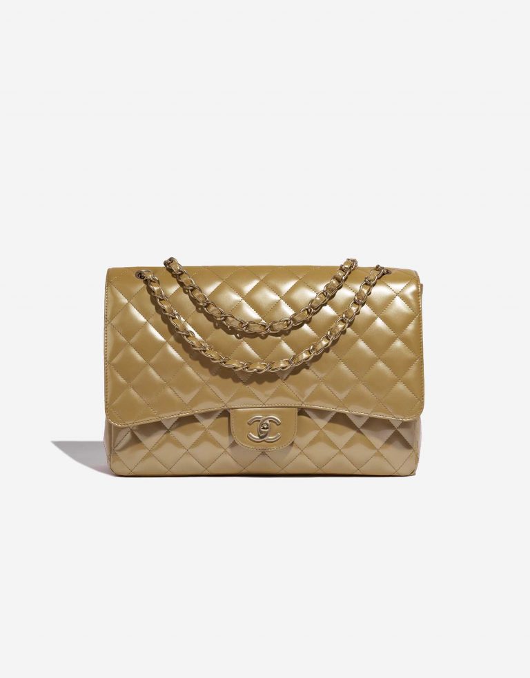 Gebrauchte Chanel Tasche Timeless Maxi Patent Leder Beige Beige Front | Verkaufen Sie Ihre Designer-Tasche auf Saclab.com
