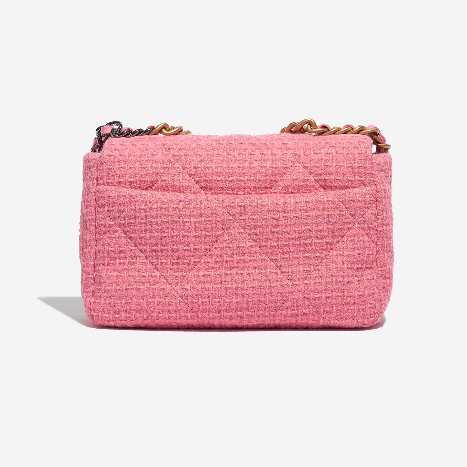 Pre-owned Chanel bag 19 Flap Bag Tweed Light Rosé Rose Back | Sell your designer bag on Saclab.com