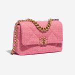 Pre-owned Chanel bag 19 Flap Bag Tweed Light Rosé Rose Side Front | Sell your designer bag on Saclab.com