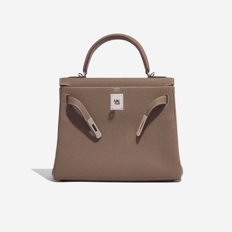 Pre-owned Hermès bag Kelly 28 Togo Etoupe Brown Front Open | Sell your designer bag on Saclab.com