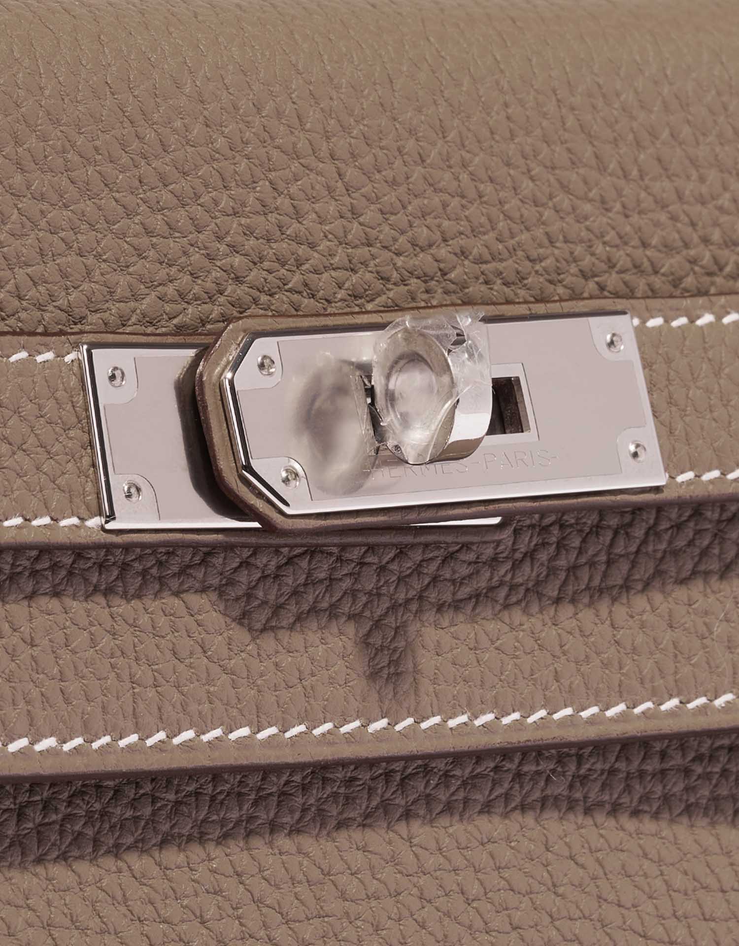 hermes kelly bag 28 etoupe togo leather with palladium hardware white  topstitch