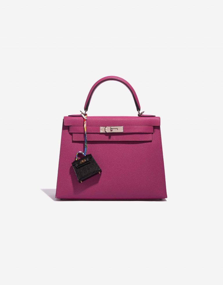 Pre-owned Hermès bag Kelly Twilly Salvator Lizard Black Black Front | Sell your designer bag on Saclab.com