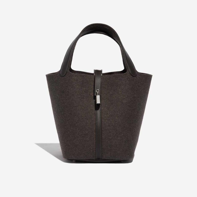 Pre-owned Hermès bag Picotin 22 Swift / Felt Ebene Brown Front | Sell your designer bag on Saclab.com