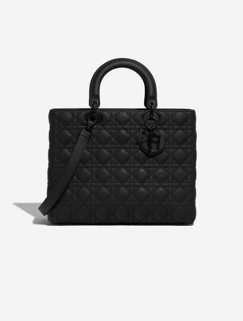 Pre-owned Dior bag Lady Large Calf Ultra Matte Black Black Front | Sell your designer bag on Saclab.com