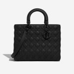 Pre-owned Dior bag Lady Large Calf Ultra Matte Black Black Front | Sell your designer bag on Saclab.com