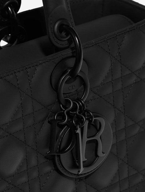Pre-owned Dior bag Lady Large Calf Ultra Matte Black Black Closing System | Sell your designer bag on Saclab.com