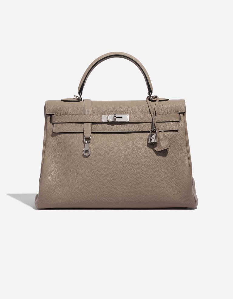 Pre-owned Hermès bag Kelly 35 Togo Gris Tourterelle Beige Front | Sell your designer bag on Saclab.com