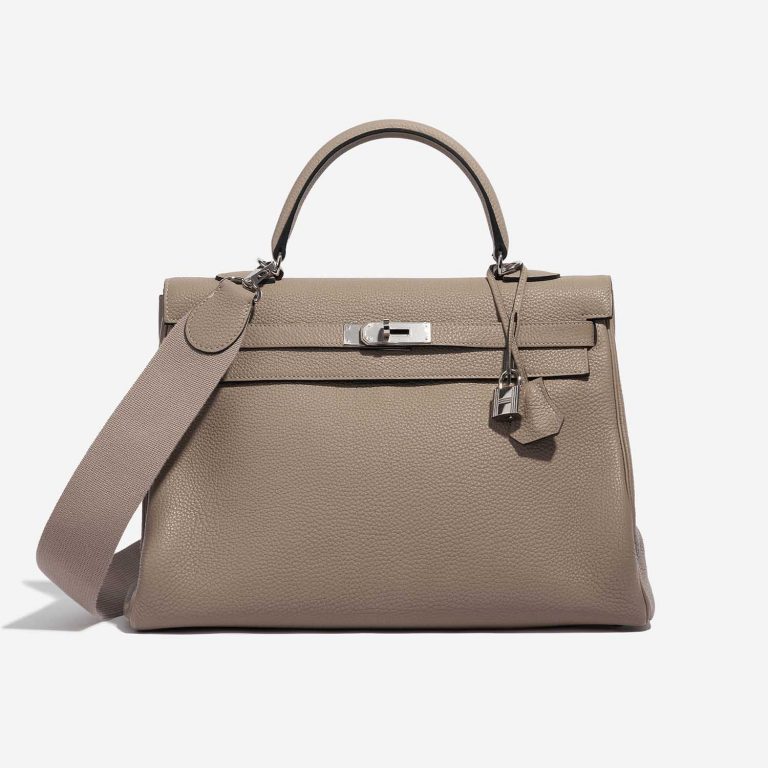 Pre-owned Hermès bag Kelly 35 Togo Gris Tourterelle Beige, Grey Front | Sell your designer bag on Saclab.com