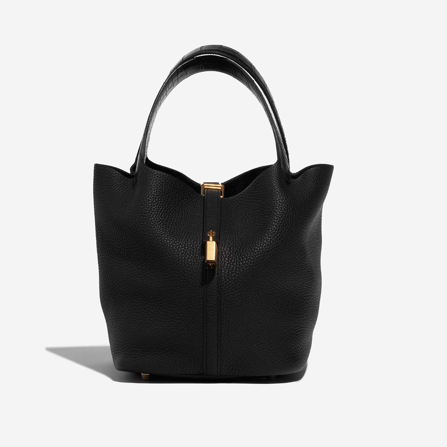 Pre-owned Hermès bag Picotin Touch 22 Clemence / Matte Alligator Black Black Front | Sell your designer bag on Saclab.com