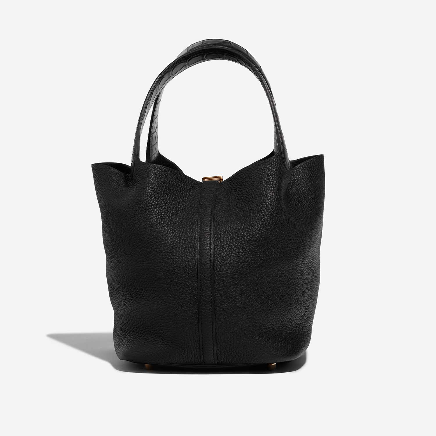 Pre-owned Hermès bag Picotin Touch 22 Clemence / Matte Alligator Black Black Back | Sell your designer bag on Saclab.com