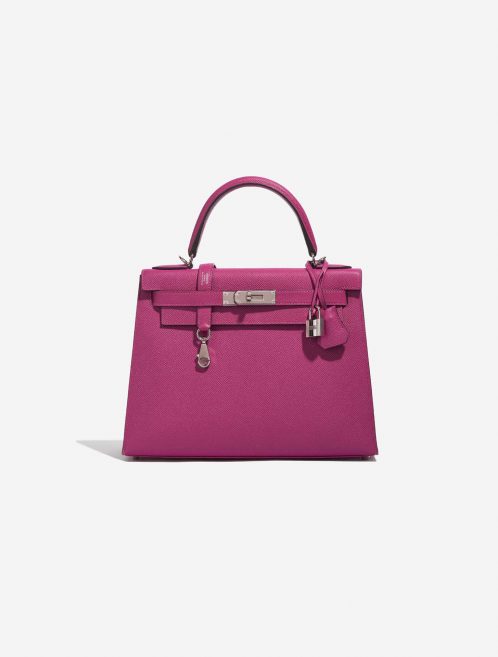 Pre-owned Hermès bag Kelly 28 Epsom Pourpre Pink Front | Sell your designer bag on Saclab.com