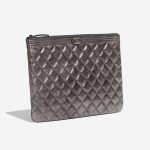 Pre-owned Chanel bag Boy Clutch Lamb Grey Metallic Grey Side Front | Sell your designer bag on Saclab.com
