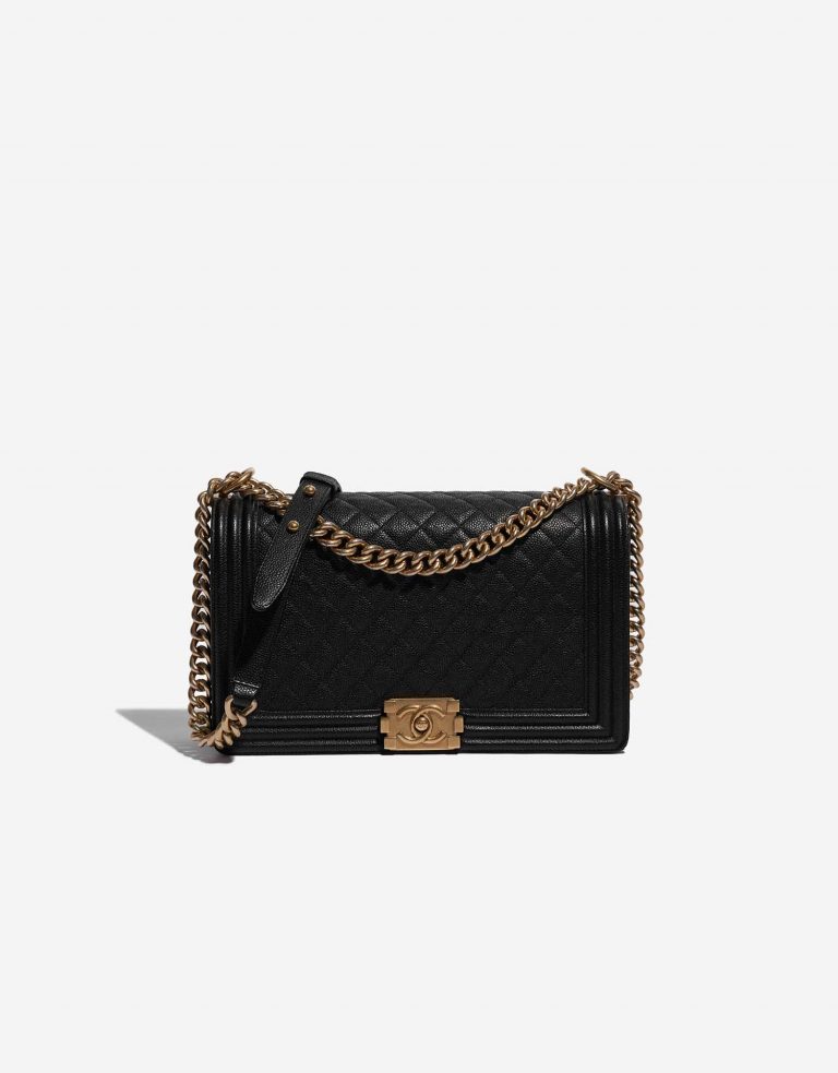 Pre-owned Chanel bag Boy Old Medium Caviar Black Black Front | Sell your designer bag on Saclab.com