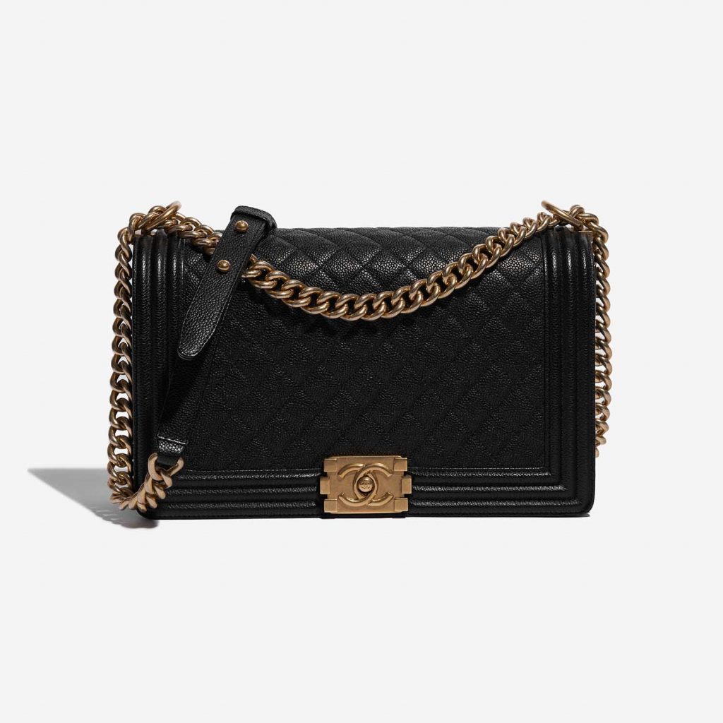 Chanel Boy Old Medium Caviar Black | SACLÀB