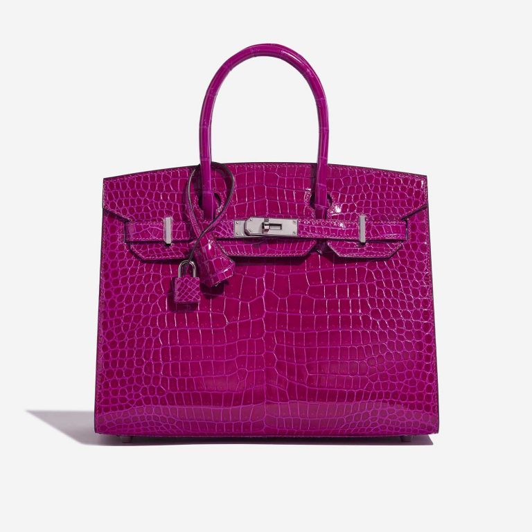 Pre-owned Hermès bag Birkin 30 Porosus Crocodile Rose Pourpre Rose Front | Sell your designer bag on Saclab.com