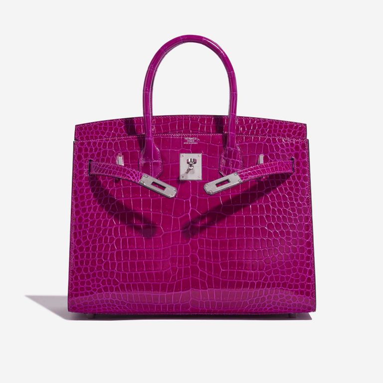 Pre-owned Hermès bag Birkin 30 Porosus Crocodile Rose Pourpre Rose Front Open | Sell your designer bag on Saclab.com