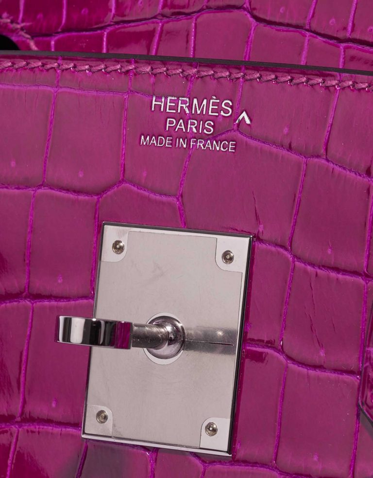 Pre-owned Hermès bag Birkin 30 Porosus Crocodile Rose Pourpre Rose Logo | Sell your designer bag on Saclab.com