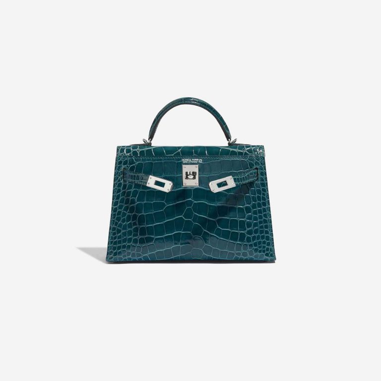 Sac d'occasion Hermès Kelly Mini Alligator Vert Bosphore Blue Front Open | Vendre votre sac de créateur sur Saclab.com