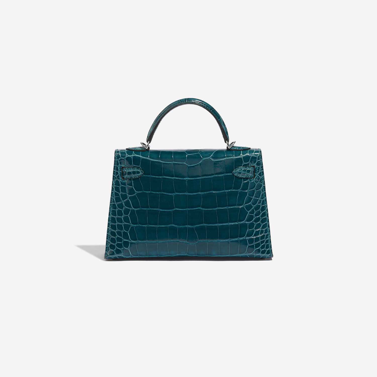 Pre-owned Hermès Tasche Kelly Mini Alligator Vert Bosphore Blue Back | Verkaufen Sie Ihre Designer-Tasche auf Saclab.com