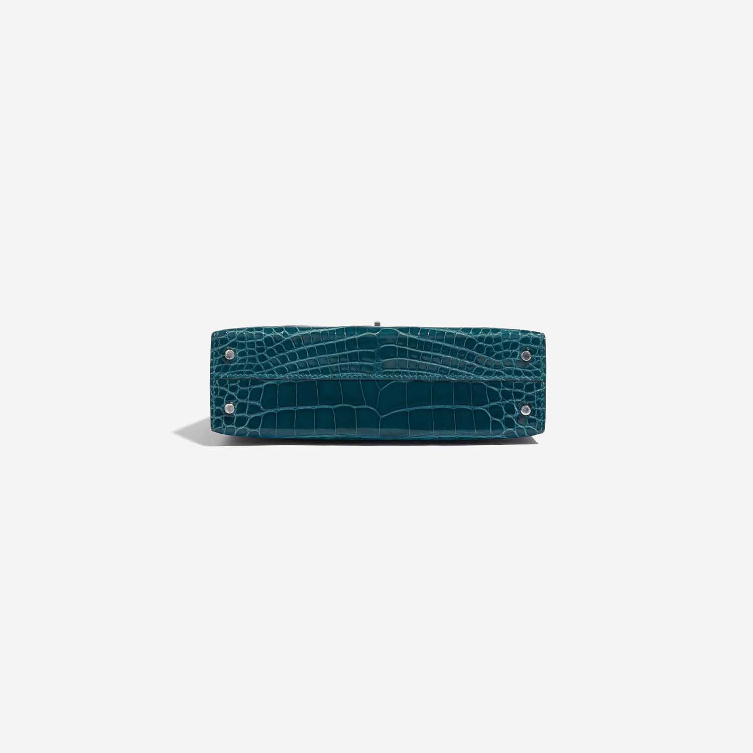 Sac d'occasion Hermès Kelly Mini Alligator Vert Bosphore Blue Bottom | Vendez votre sac de créateur sur Saclab.com
