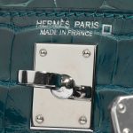 Pre-owned Hermès bag Kelly Mini Alligator Vert Bosphore Blue Logo | Sell your designer bag on Saclab.com