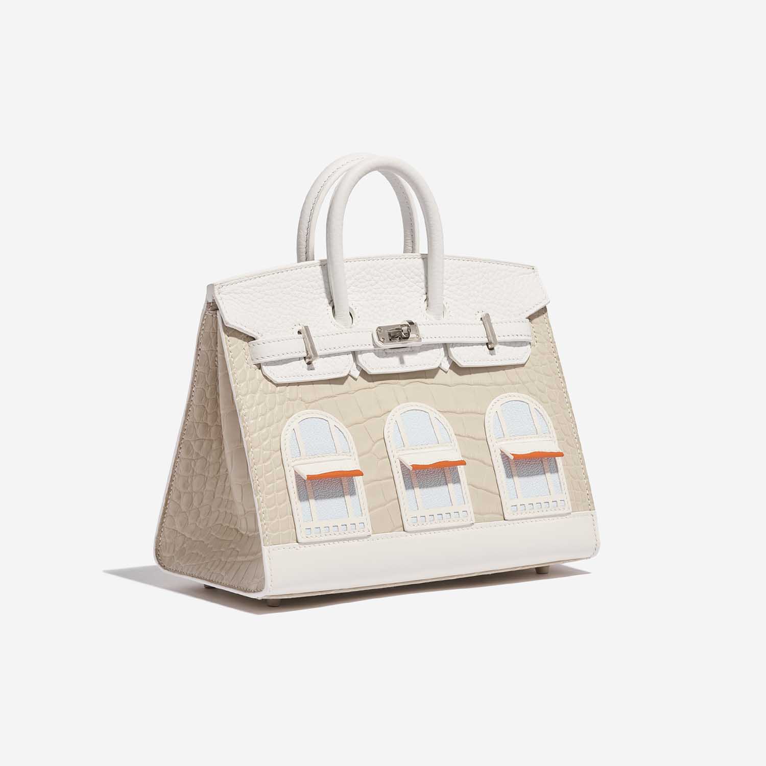 Pre-owned Hermès bag Birkin 20 Faubourg Matte Alligator / Togo / Epsom / Swift White / Beton / Orange H / Blue Brume / Craie Beige, White Side Front | Sell your designer bag on Saclab.com