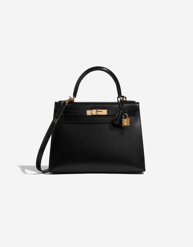 Pre-owned Hermès bag Kelly 28 Box Black Black Front | Sell your designer bag on Saclab.com