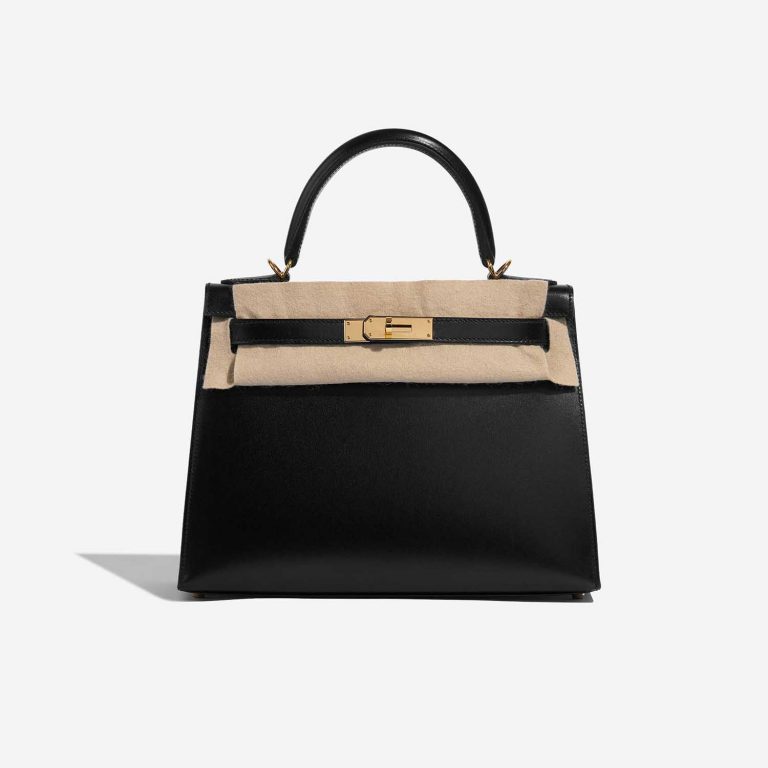 Pre-owned Hermès bag Kelly 28 Box Black Black Front Velt | Sell your designer bag on Saclab.com