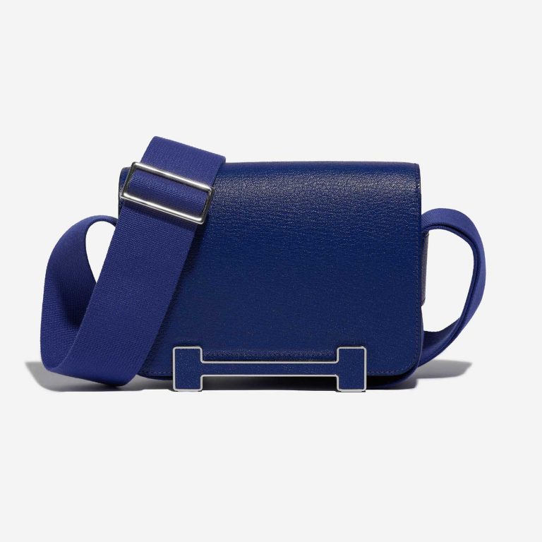 Pre-owned Hermès bag Geta 21 Chevre Mysore Blue Electrique Blue Front | Sell your designer bag on Saclab.com