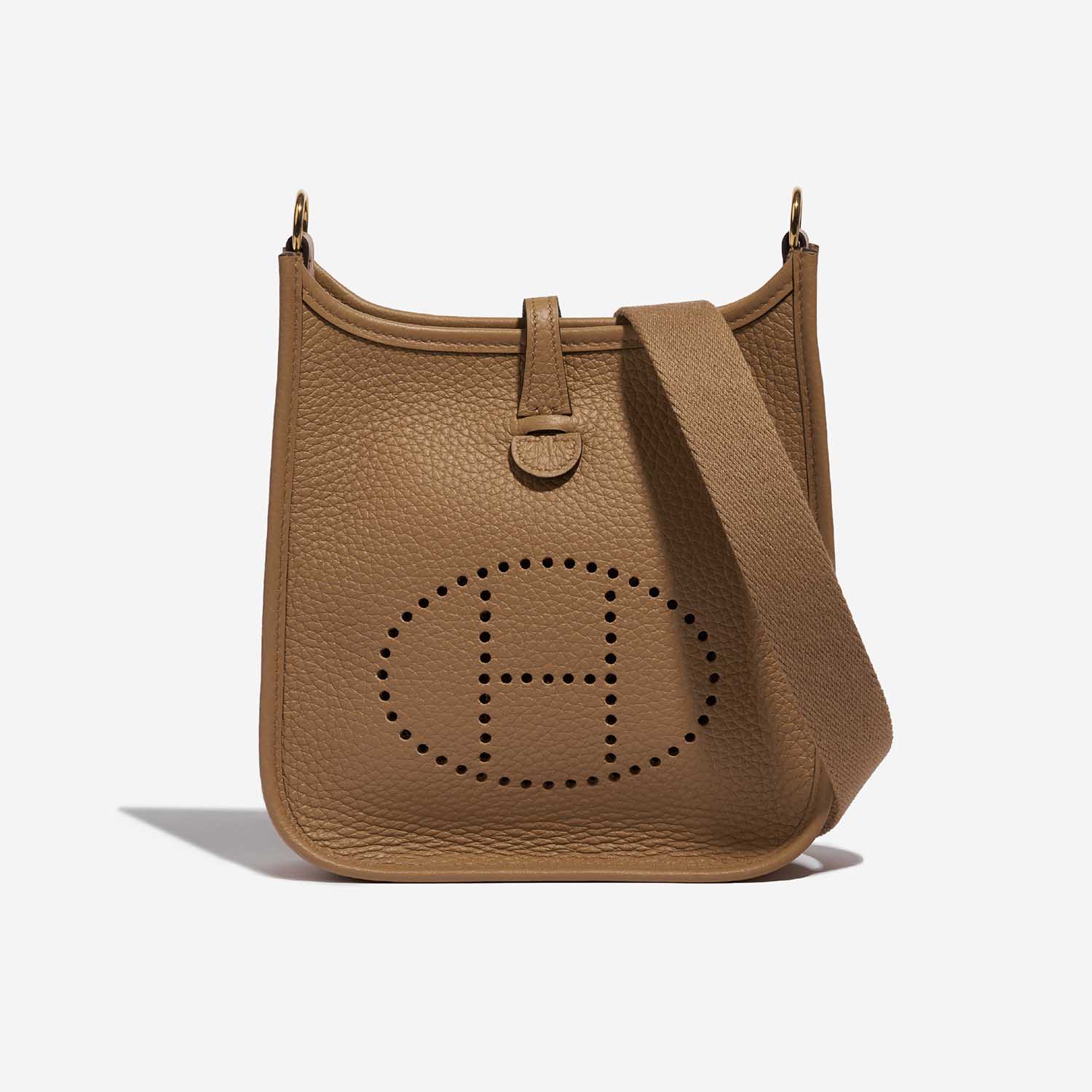 Pre-owned Hermès bag Evelyne 16 Taurillon Clemence Chai Brown Front | Sell your designer bag on Saclab.com