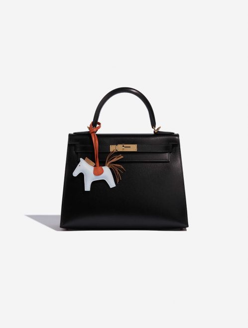 Pre-owned Hermès bag Hermes Rodeo PM Milo Lamb Blue Brume / Chai / Terre Battue Blue, Brown, Orange Detail | Sell your designer bag on Saclab.com