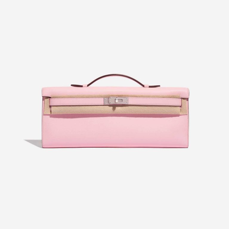 Pre-owned Hermès bag Kelly Cut Clutch Swift Rose Sakura Front Velt | Sell your designer bag on Saclab.com