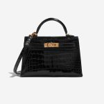Pre-owned Hermès bag Kelly Mini Alligator Black Black Front | Sell your designer bag on Saclab.com
