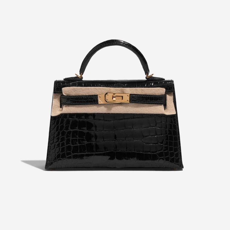 Pre-owned Hermès bag Kelly Mini Alligator Black Black Front Velt | Sell your designer bag on Saclab.com