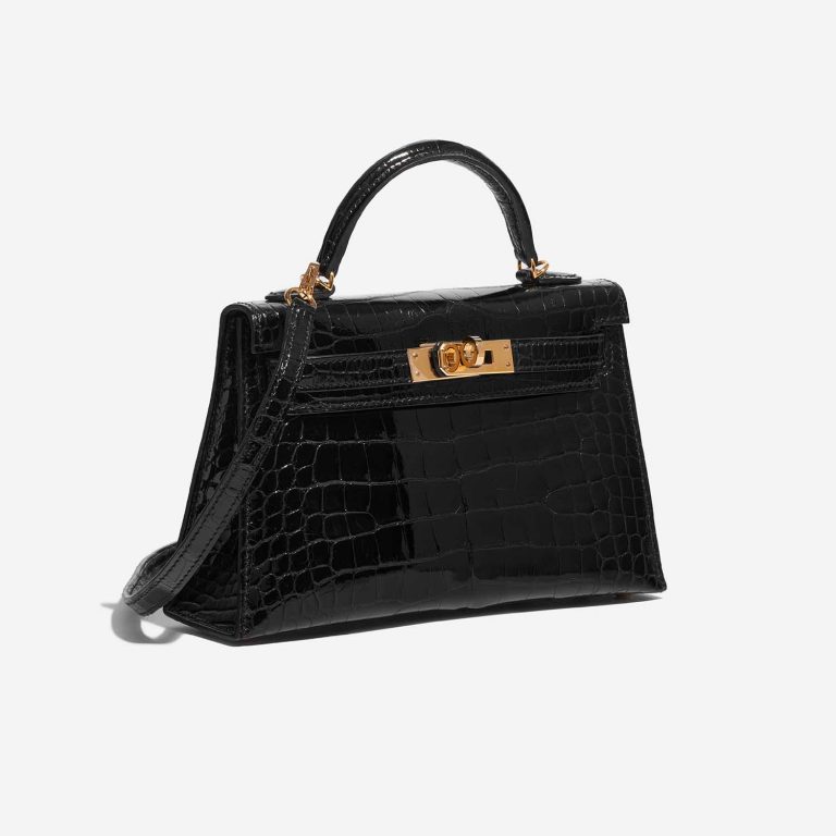 Pre-owned Hermès bag Kelly Mini Alligator Black Black Side Front | Sell your designer bag on Saclab.com