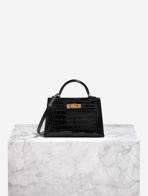 Pre-owned Hermès bag Kelly Mini Alligator Black Black Front | Sell your designer bag on Saclab.com