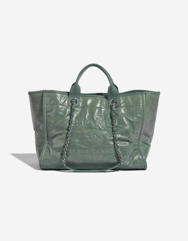 Pre-owned Chanel bag Deauville Medium Calf Light Green Green Front | Sell your designer bag on Saclab.com