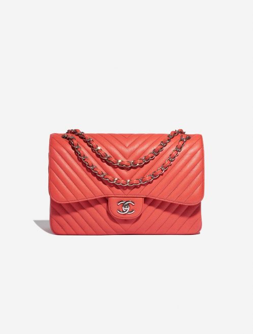 Pre-owned Chanel bag Timeless Jumbo Caviar Coral Pink Pink Front | Sell your designer bag on Saclab.com