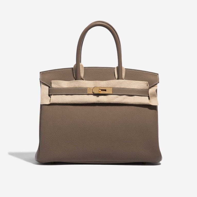 Pre-owned Hermès bag Birkin 30 Togo Etoupe Brown Front Velt | Sell your designer bag on Saclab.com