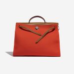 Pre-owned Hermès bag Herbag 39 Vache Hunter / Toile Militaire Capucine / Fauve Orange Front Open | Sell your designer bag on Saclab.com