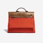 Pre-owned Hermès bag Herbag 39 Vache Hunter / Toile Militaire Capucine / Fauve Orange Back | Sell your designer bag on Saclab.com