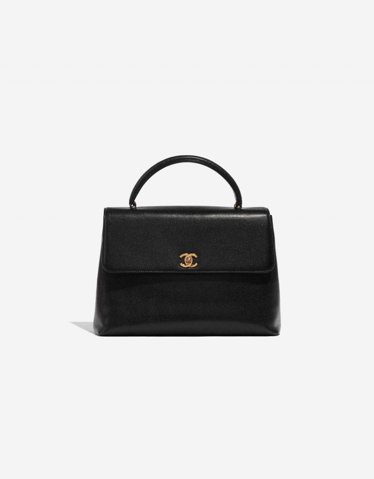 Pre-owned Chanel bag Timeless Handle Medium Caviar Black Black Front | Sell your designer bag on Saclab.com
