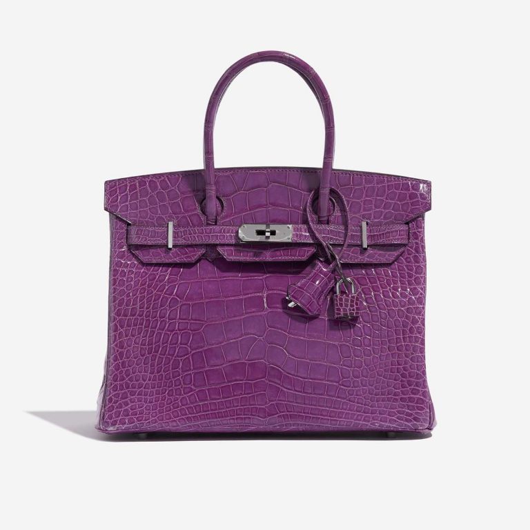 Pre-owned Hermès bag Birkin 30 Alligator Violet Violet Front | Sell your designer bag on Saclab.com